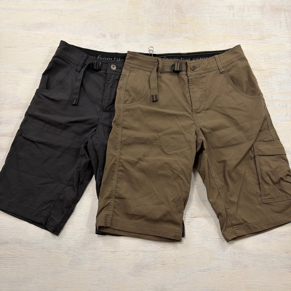 Prana Zion Cargo Shorts 28W x 12L Built-in Belt Stretch Hiking Brown Mens (2)